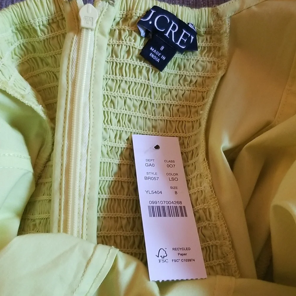 NWT J. Crew Puff Sleeve Squareneck Top in Cotton Poplin Lemon Sorbet Size 8